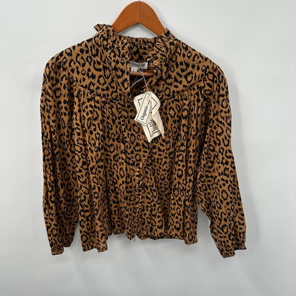 EMERSON FRY NWT India Collection Emmaline Org Cotton Animal Print Blouse // S - Picture 4 of 13